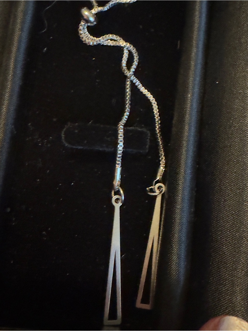 Elegant Silver Linear Drop necklace- Silver